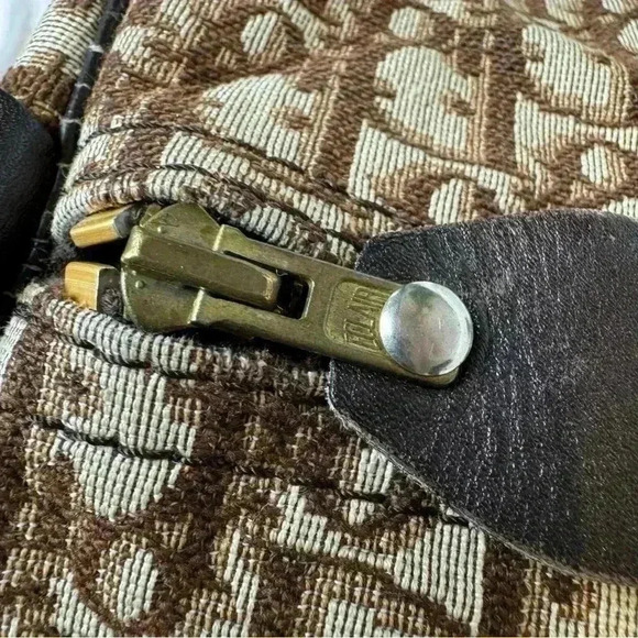 VINTAGE 1970s DIOR large Boston travel bag monogram cloth duffle brown - Picture 5 of 15